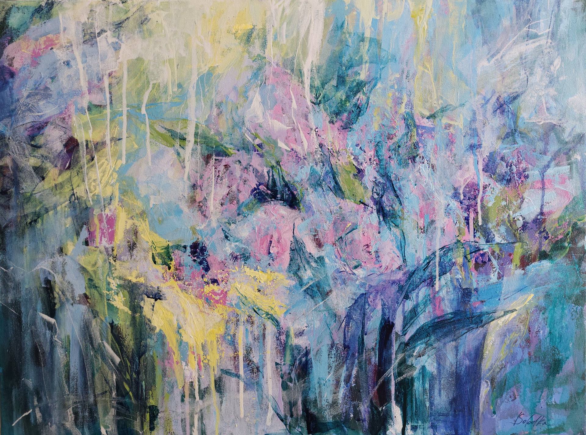 Original Abstract Floral Painting by Katia Solodka