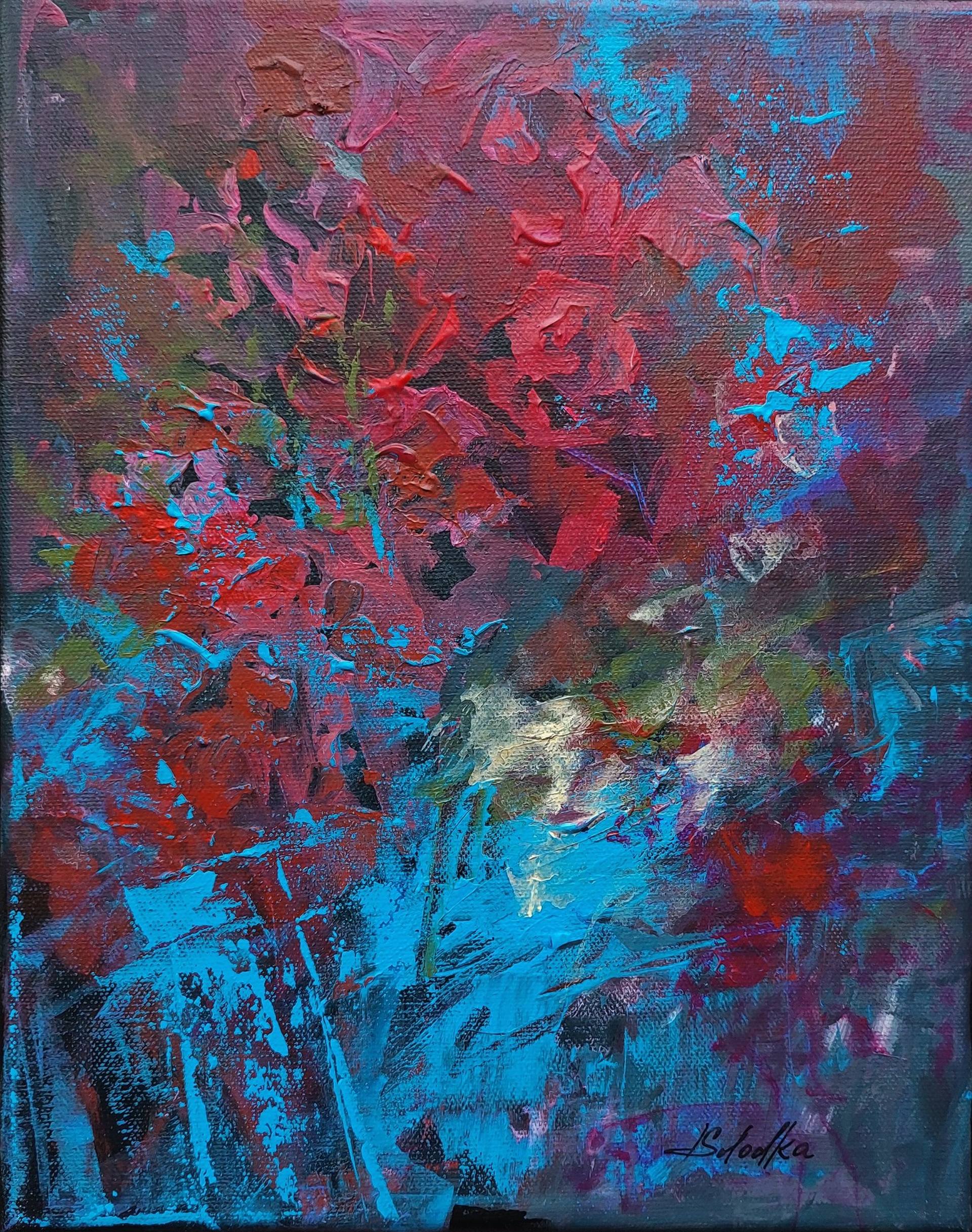 Original Abstract Floral Painting by Katia Solodka