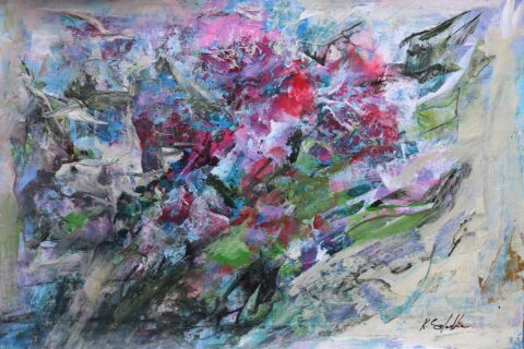 Original Abstract Floral Painting by Katia Solodka