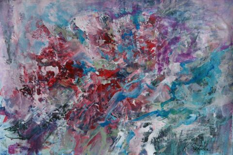Original Abstract Floral Painting by Katia Solodka